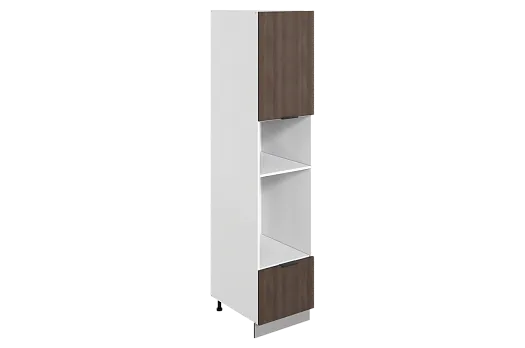 Стоун Шкаф-пенал 3 L450 H2141 Старт (1 дв. гл. 1 ящ.) (белый/фундук матовый)