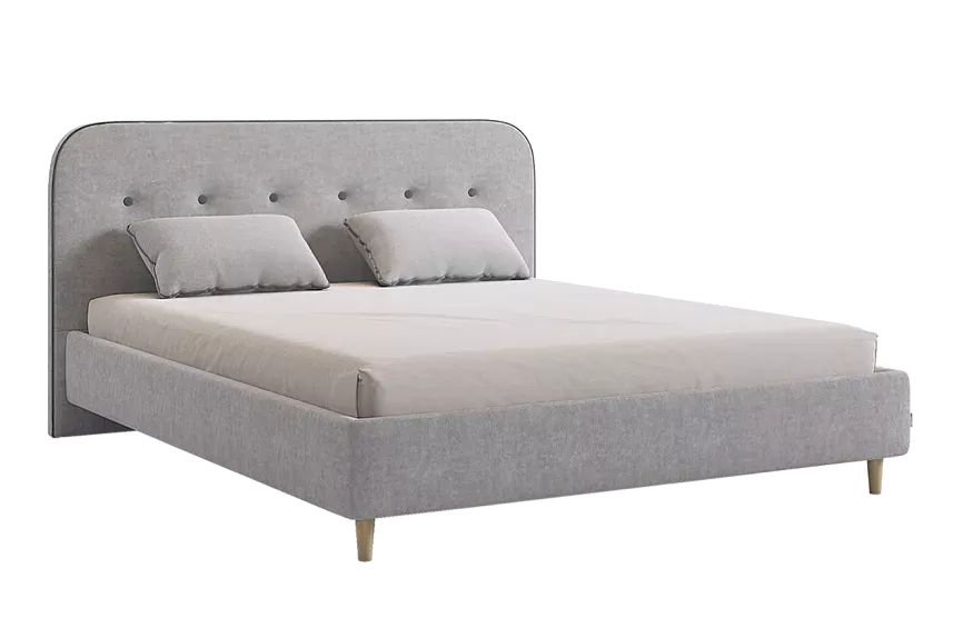Кровать с основанием Лео 160х200 см (галька (велюр)/графит (велюр))