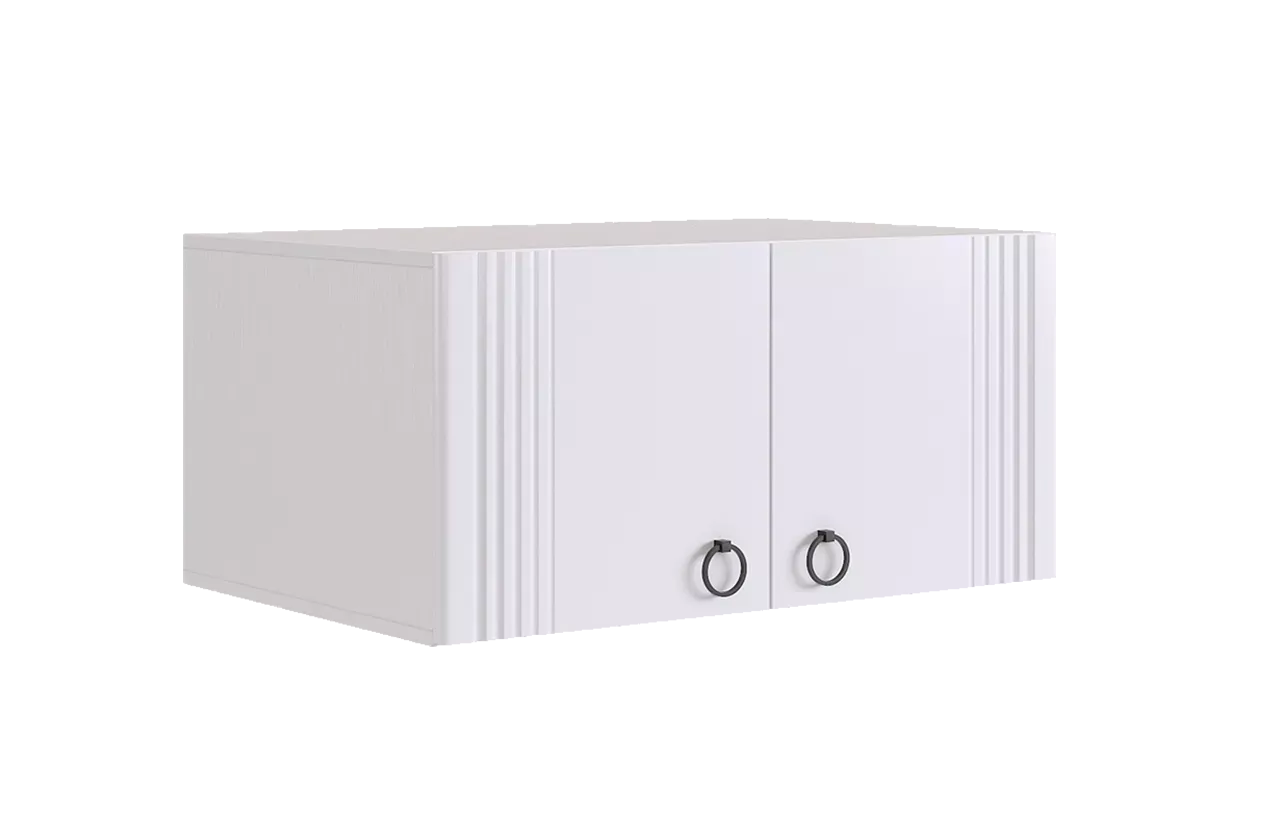 Ева Антресоль двухдверная116.01 (белое дерево/белый матовый)