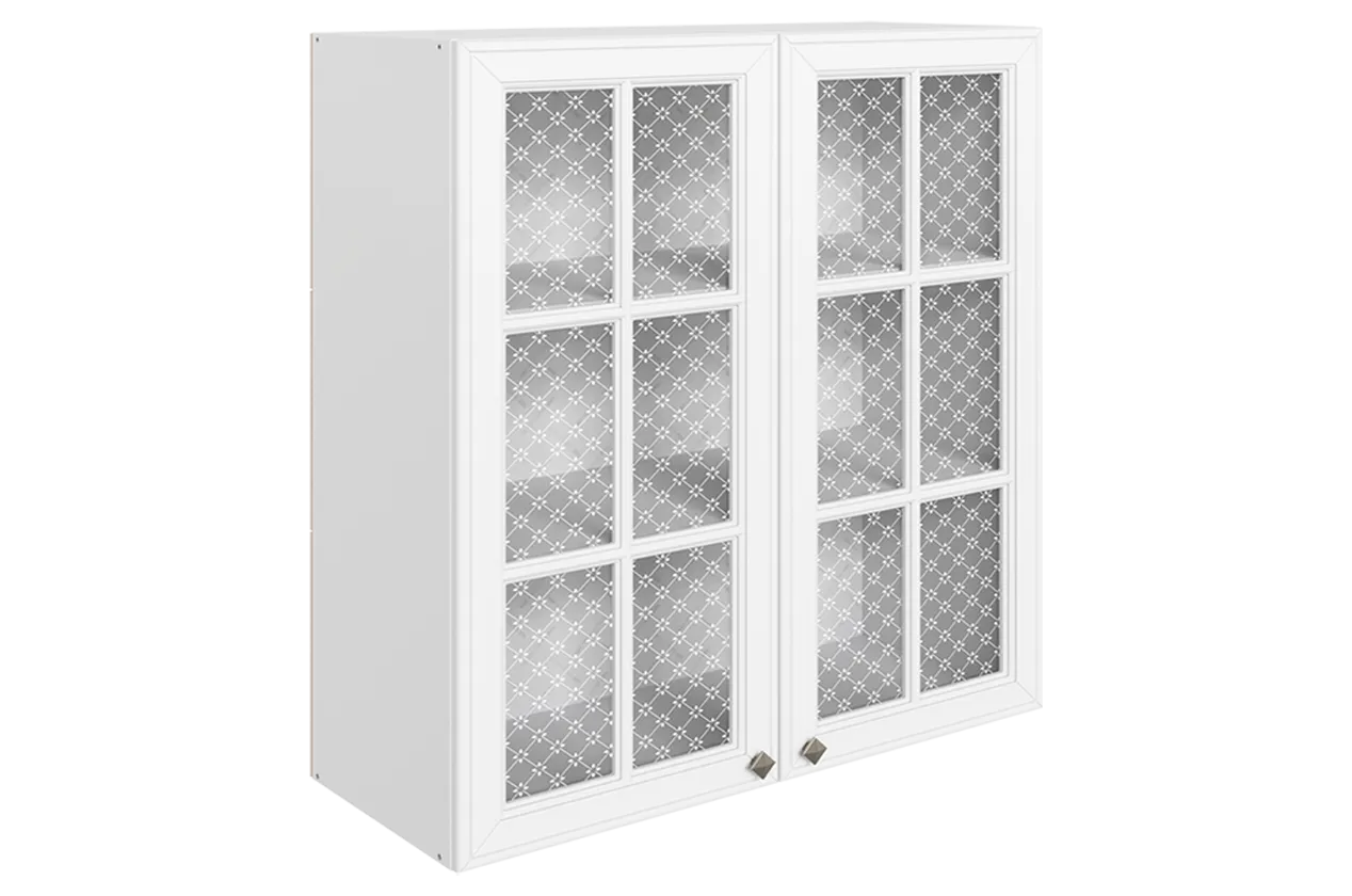 Мишель Шкаф навесной L800 Н900 (2 дв. реш.) (эмаль) (белый/белый)