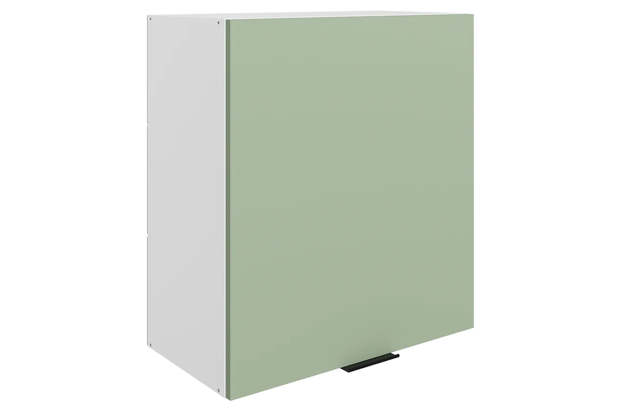 Стоун Шкаф навесной L600 Н720 (1 дв. гл.) (белый/полынь софттач)