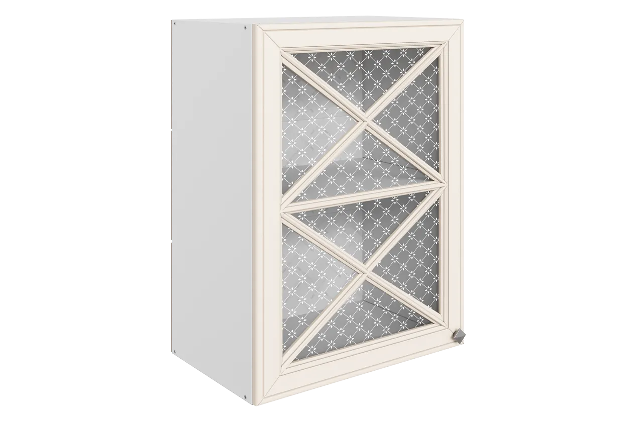 Мишель Шкаф навесной L500 Н720 (1 дв.крест.) (эмаль) (белый/лен)