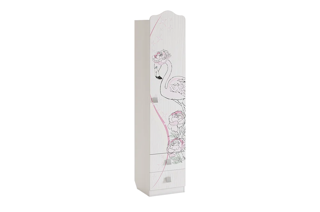 Фэнтези Шкаф комбинированный (с ящ. 1-створчатый) (белый рамух)