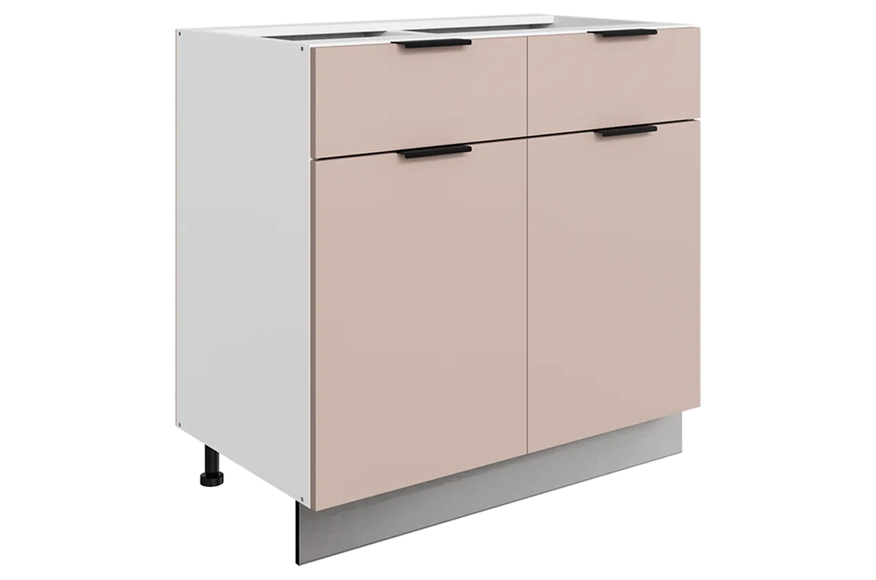 Стоун Шкаф рабочий L800 Старт (2 дв. гл. 2 ящ.) (белый/грей софттач)