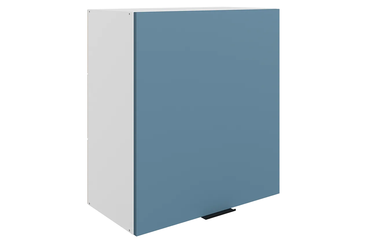 Стоун Шкаф навесной L600 Н720 (1 дв. гл.) (белый/изумруд софттач)