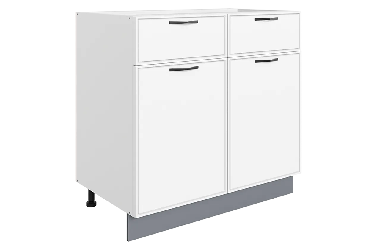 Монако Шкаф рабочий L800 Старт (2 дв. гл. 2 ящ.) (белый/милк матовый)