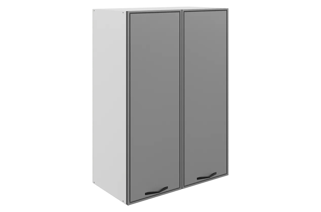 Монако Шкаф навесной L600 Н900 (2 дв. гл.) (белый/графит матовый)