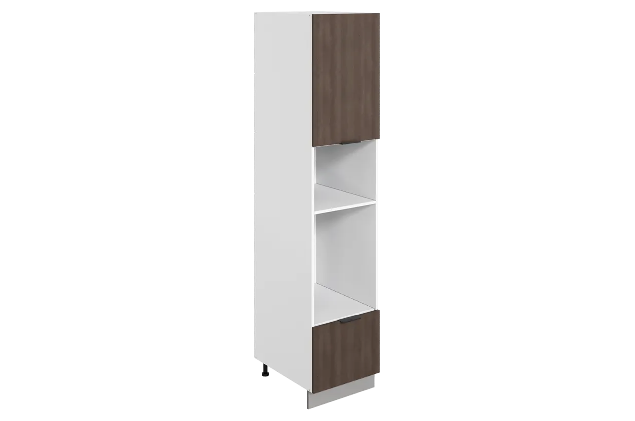 Стоун Шкаф-пенал 3 L450 H2141 Старт (1 дв. гл. 1 ящ.) (белый/фундук матовый)