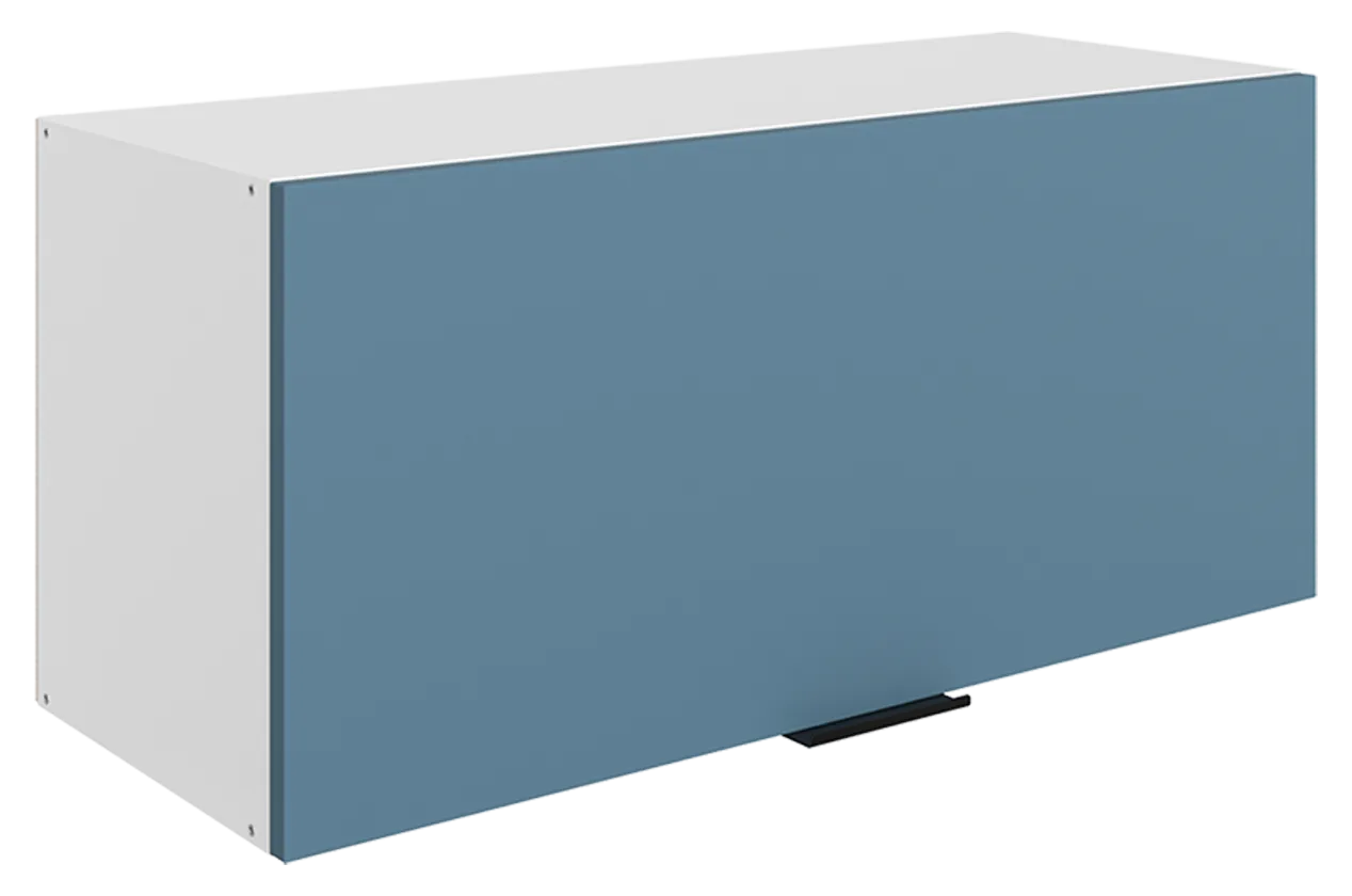 Стоун Шкаф навесной L800 Н360 (1 дв. гл.) (белый/изумруд софттач)