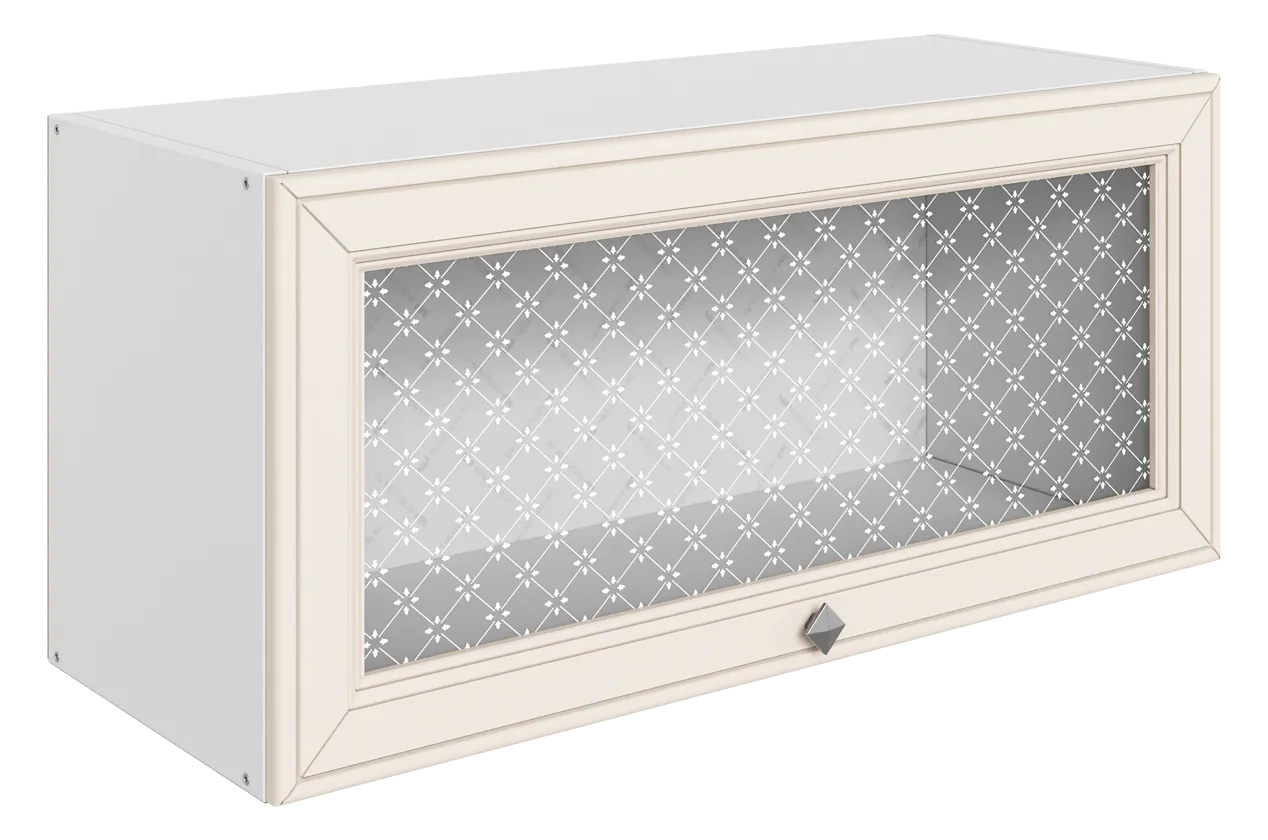 Мишель Шкаф навесной L800 Н360 (1 дв. рам.) (эмаль) (белый/лен)