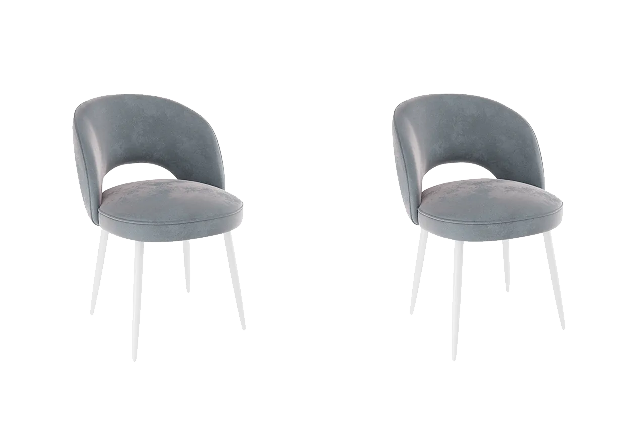 Набор стульев Моли (2 шт.) (серый (велюр)/белый)