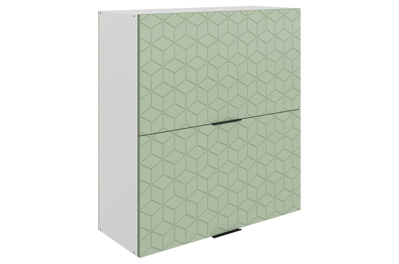 Стоун Шкаф навесной L800 Н900 (2 дв. гл. гориз.) с фрезеровкой (белый/полынь софттач)
