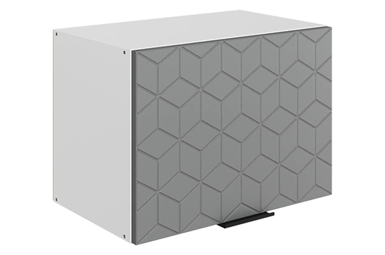 Стоун Шкаф навесной L500 Н360 (1 дв. гл.) с фрезеровкой (белый/оникс софттач)