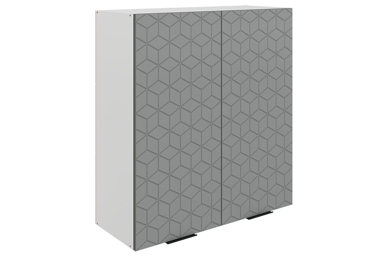 Стоун Шкаф навесной L800 Н900 (2 дв. гл.) с фрезеровкой (белый/оникс софттач)