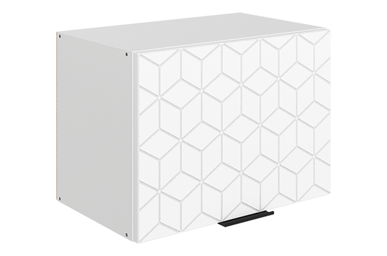 Стоун Шкаф навесной L500 Н360 (1 дв. гл.) с фрезеровкой (белый/джелато софттач)