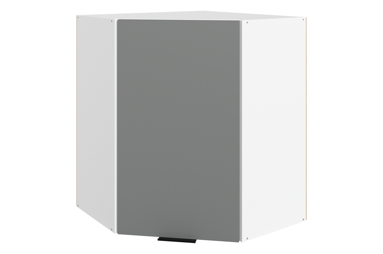 Стоун Шкаф навесной угл. L600x600 Н720 (1 дв. гл.) (белый/оникс софттач)