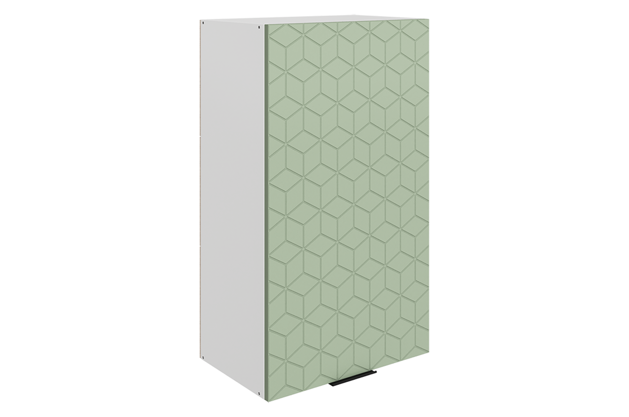 Стоун Шкаф навесной L500 Н900 (1 дв. гл.) с фрезеровкой (белый/полынь софттач)
