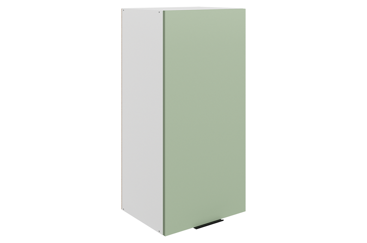 Стоун Шкаф навесной L400 Н900 (1 дв. гл.) (белый/полынь софттач)