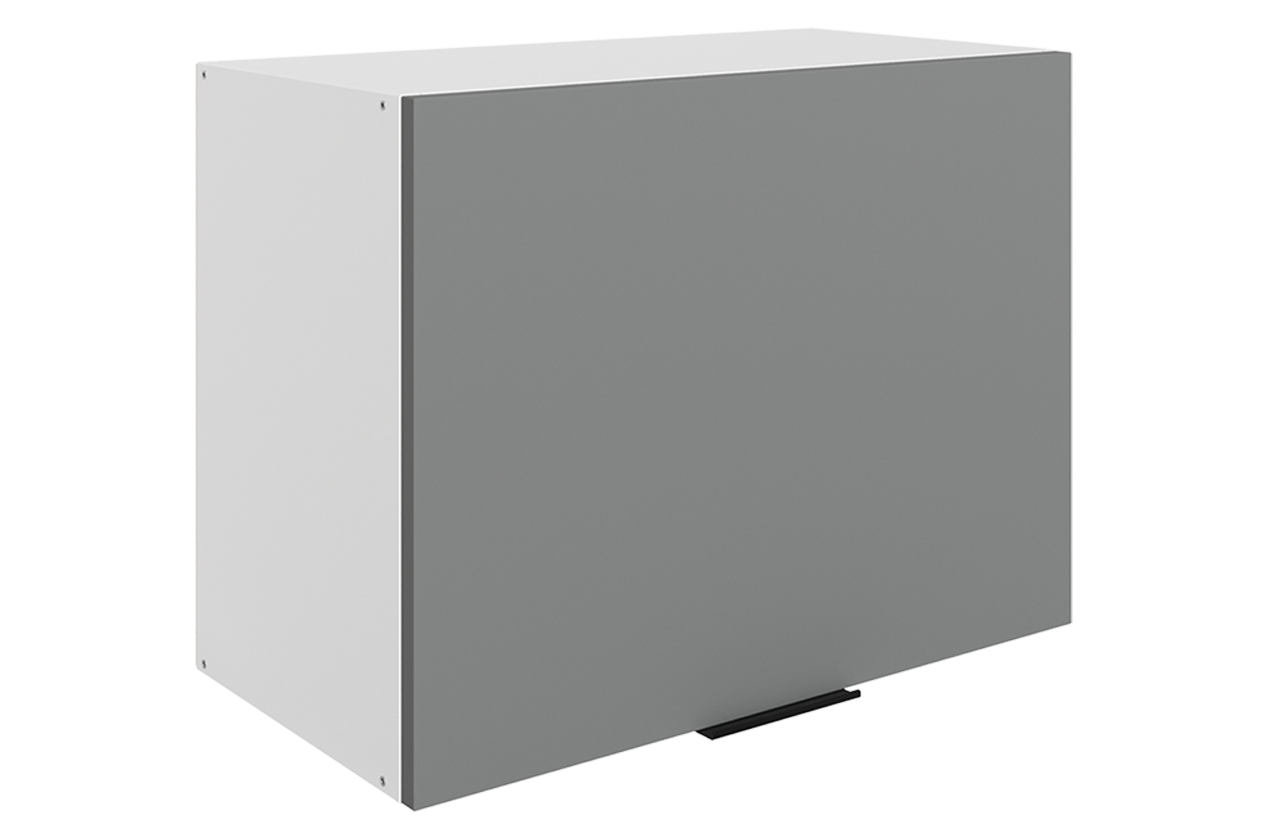 Стоун Шкаф навесной L600 Н450 (1 дв. гл. гориз.) (белый/оникс софттач)