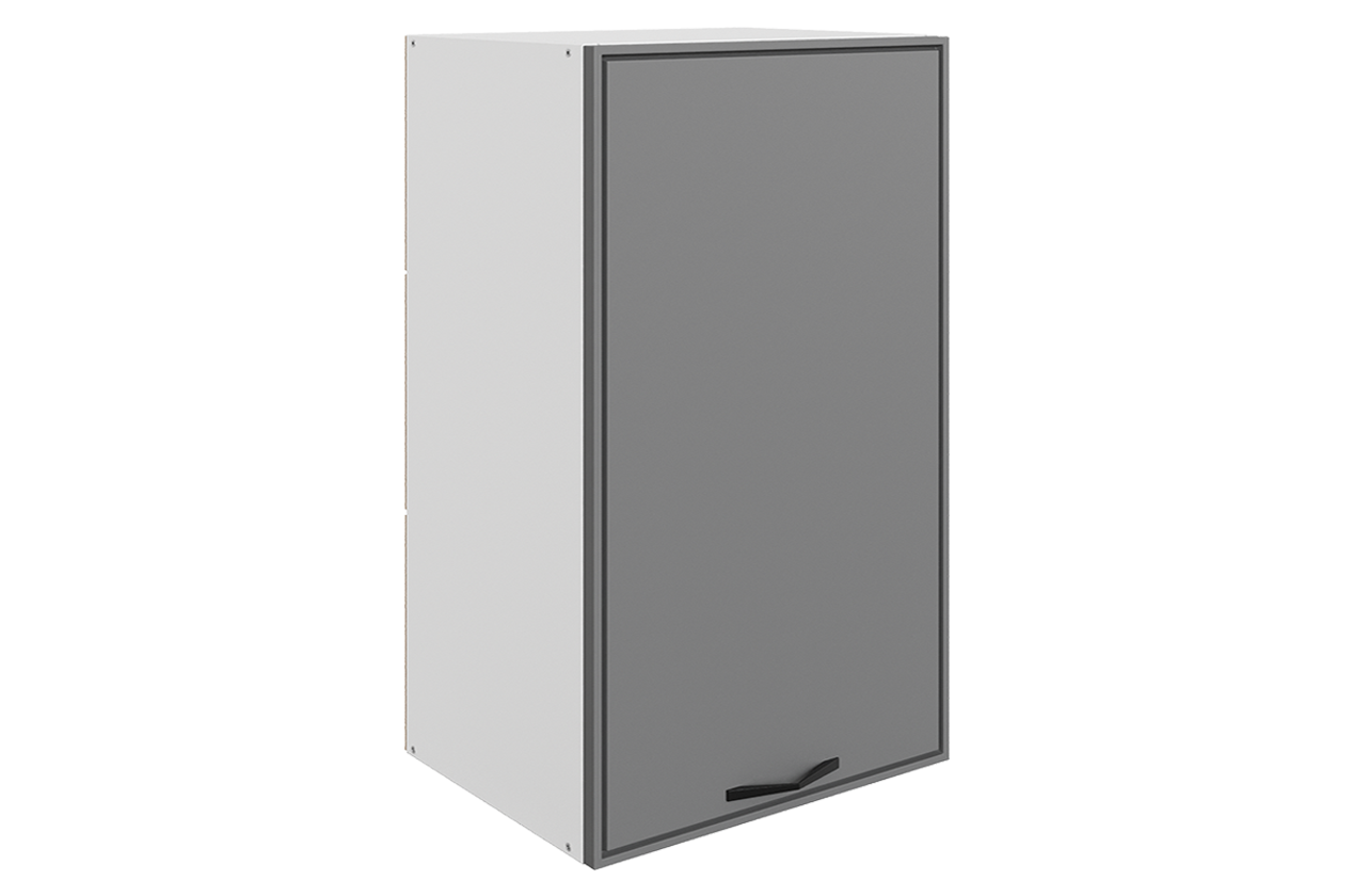 Монако Шкаф навесной L400 Н720 (1 дв. гл.) (белый/графит матовый)