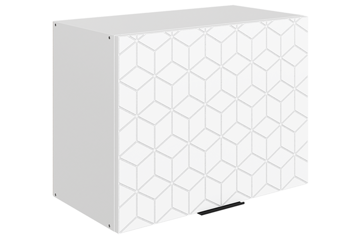 Стоун Шкаф навесной L600 Н450 (1 дв. гл. гориз.) с фрезеровкой (белый/джелато софттач)