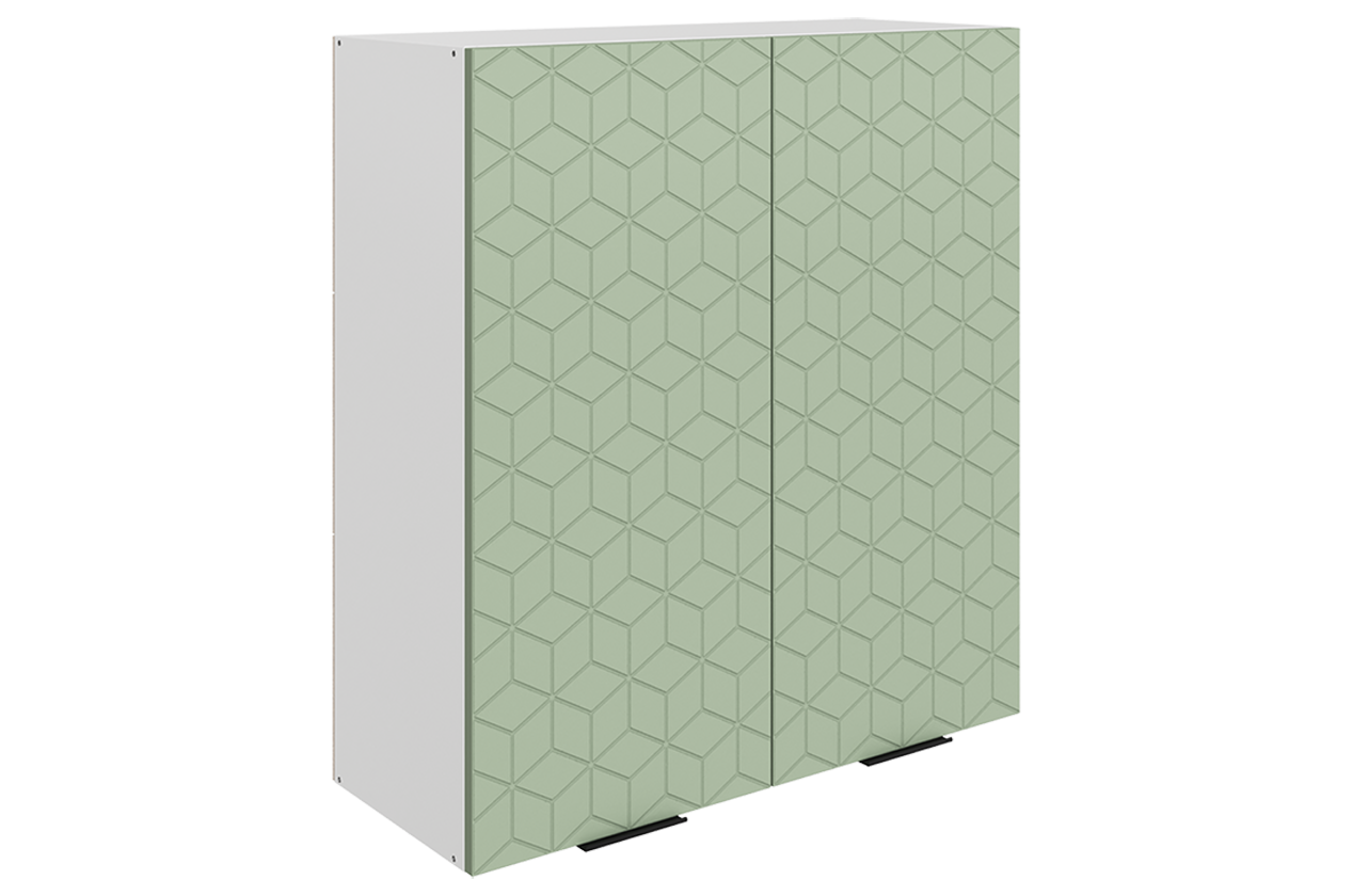 Стоун Шкаф навесной L800 Н900 (2 дв. гл.) с фрезеровкой (белый/полынь софттач)