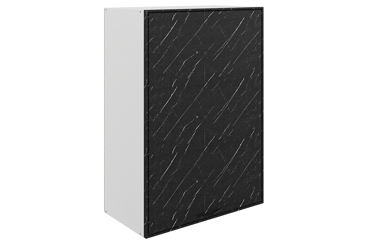 Монако Шкаф навесной L600 Н900 (1 дв. гл.) (белый/мрамор блэкберн матовый)