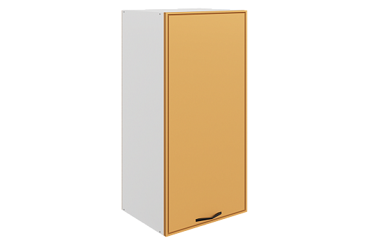 Монако Шкаф навесной L400 Н900 (1 дв. гл.) (белый/охра матовый)