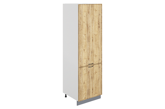 Монако Шкаф-пенал L600 под холодильник (2 дв. гл.) (белый/дуб европейский матовый)