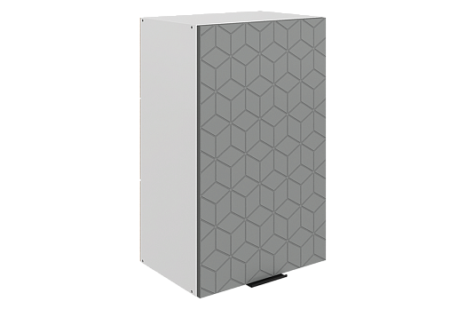 Стоун Шкаф навесной L450 Н720 (1 дв. гл.) с фрезеровкой (белый/оникс софттач)