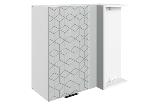 Стоун Шкаф навесной угл. L800x400 Н720 (1 дв. гл.) с фрезеровкой (белый/лайт грей софттач)