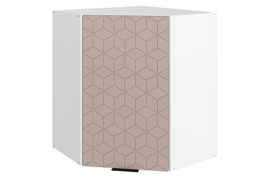 Стоун Шкаф навесной угл. L600x600 Н720 (1 дв. гл.) с фрезеровкой (белый/грей софттач)