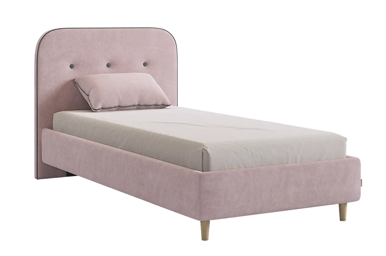 Кровать с основанием Лео 90х200 см (нежно-розовый (велюр)/графит (велюр))